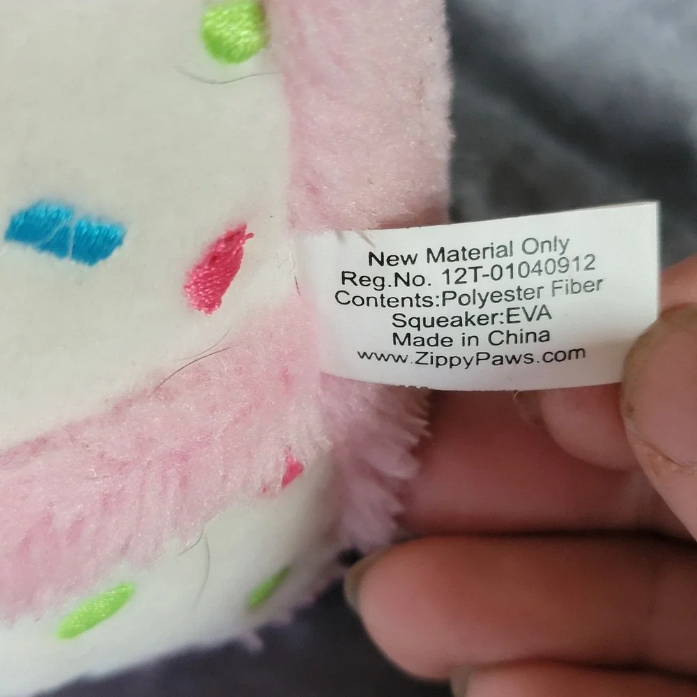 ZippyPaws Dog Birthday Cake Slice Toy Pink New Squeaky Plush Sprinkles